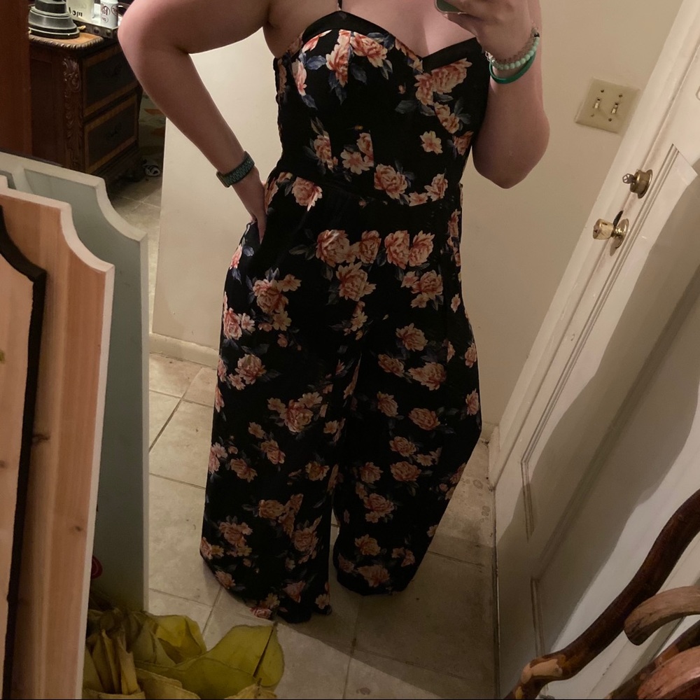 Black flowered jumpsuit